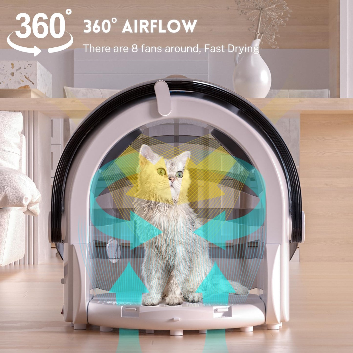 Foldable Pet Drying Box for Cats & Small Dogs – Quiet Operation, Adjustable Heat & Timer