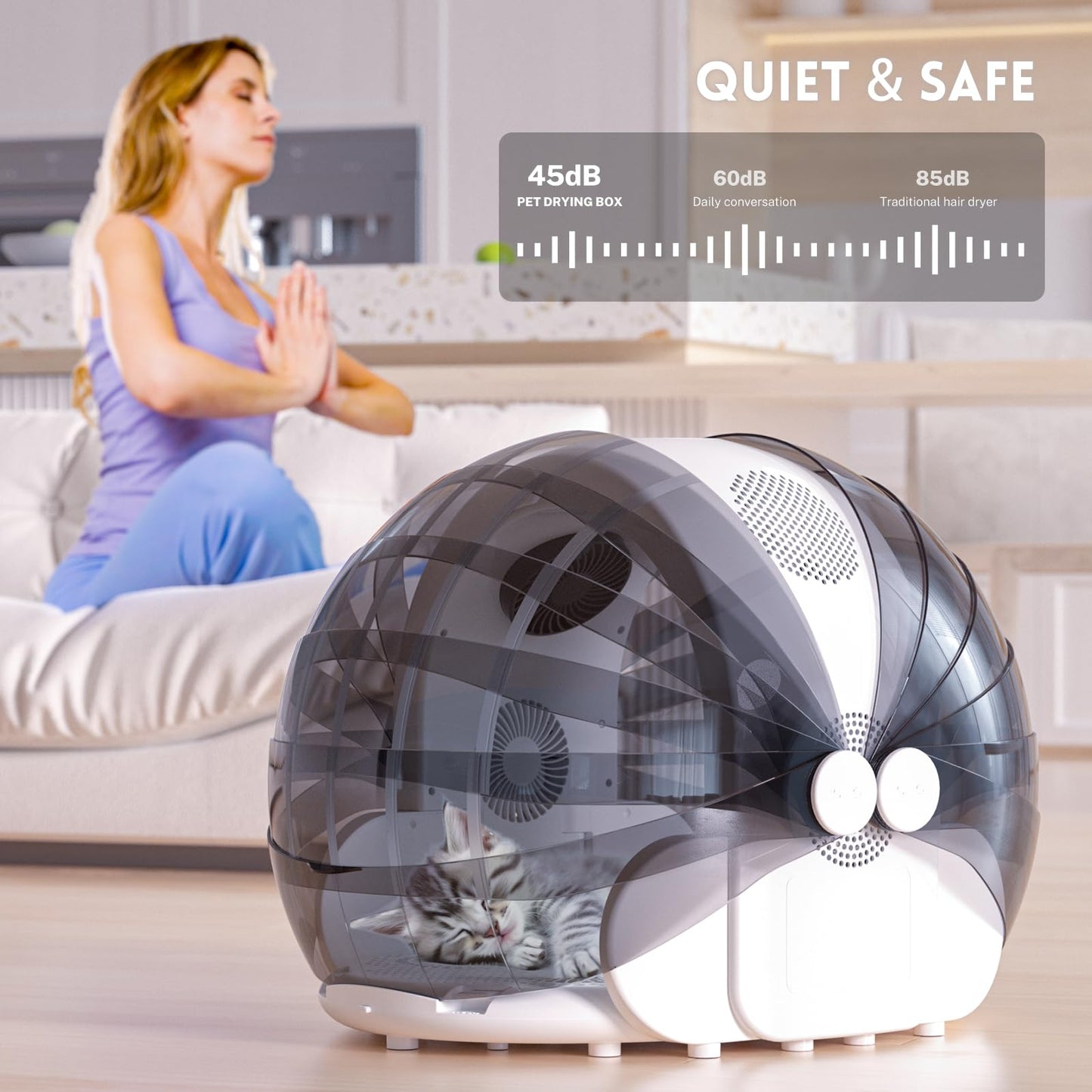 Foldable Pet Drying Box for Cats & Small Dogs – Quiet Operation, Adjustable Heat & Timer